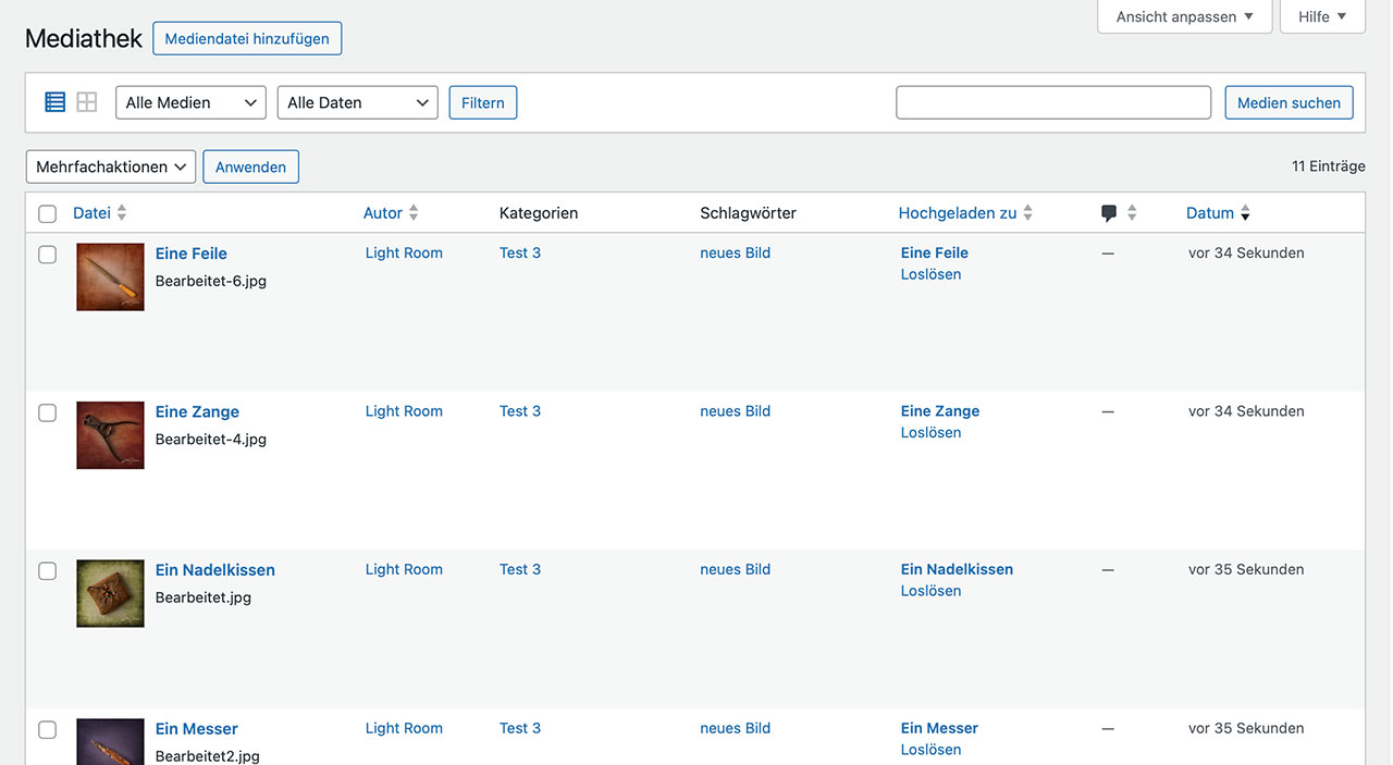 Die Mediathek in Wordpress